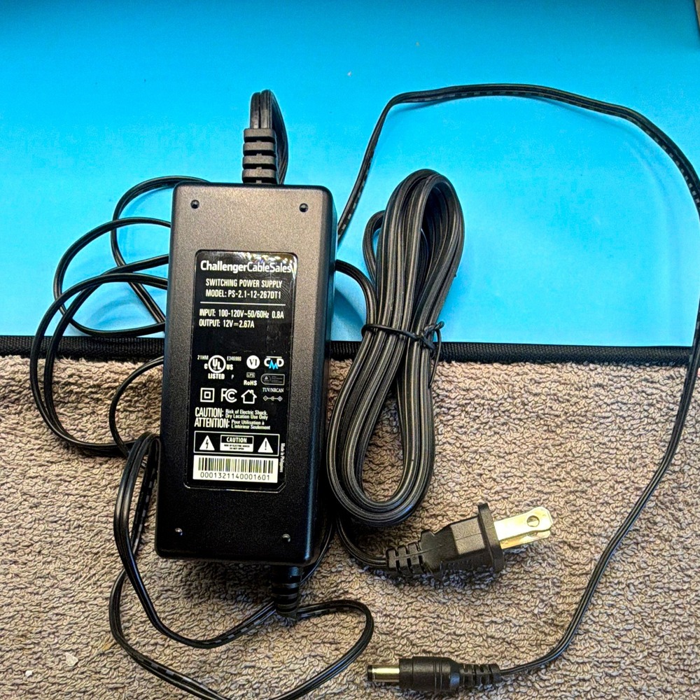 ChallengerCableSales 12V 2.67A Switching Adapter Barrel PS-2.1-12-267DT1